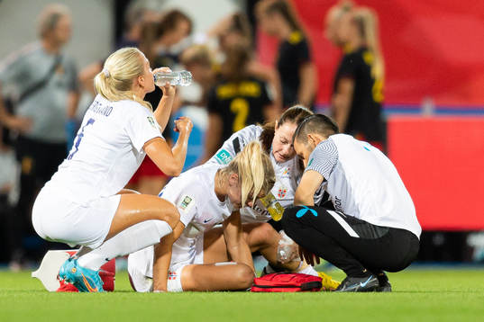 Ada Hegerberg of Norway in pain