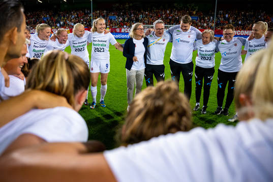 Players and staff of Norway celebrate