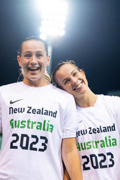 Elisabeth Terland and Tuva Hansen of Norway celebrate