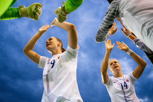 Elisabeth Terland and Ada Hegerberg of Norway