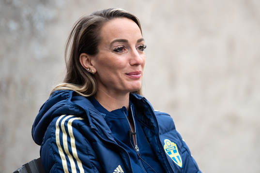 Kosovare Asllani is interviewed by the media
