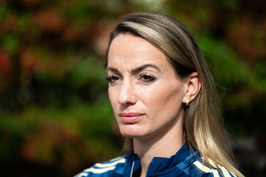 Kosovare Asllani is interviewed by the media