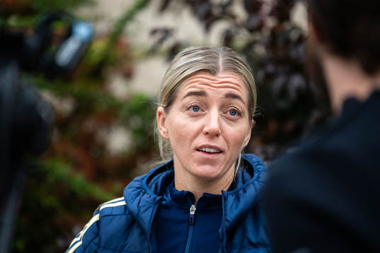Linda Sembrant is interviewed by the media