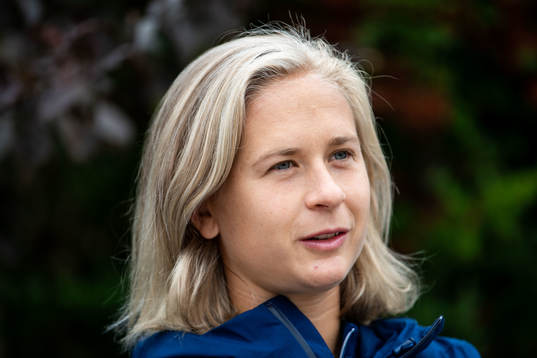 Filippa Curmark is interviewed by the media