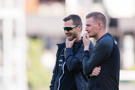 Eirik Horneland, head coach of Brann, and Erik Huseklepp,