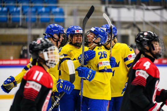 Olivia Carlsson and Hanna Olsson of Sweden celebrate