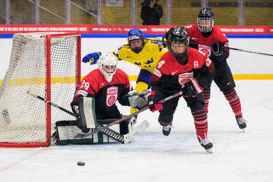 Mira Jungåker of Sweden against goaltender Miyuu Masuhara,