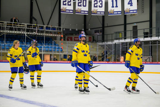 Celine Tedenby, Olivia Carlsson and Sofie Lundin of Sweden