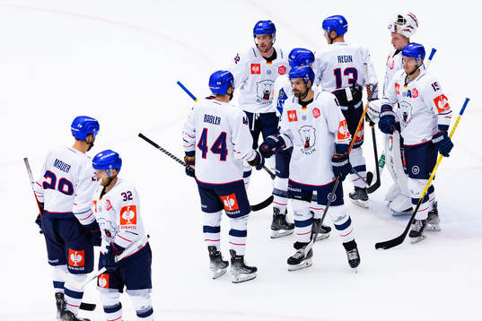 Players of Eisbären Berlin looks dejected