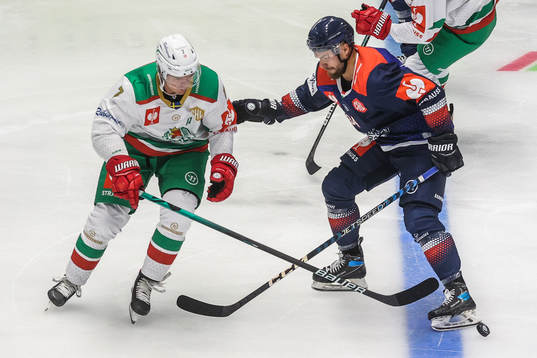 Eerlend Lesund of Rögle and Adam Edström of Fehervar