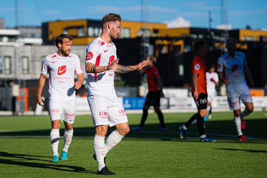 Ole Didrik Blomberg of Brann celebrates