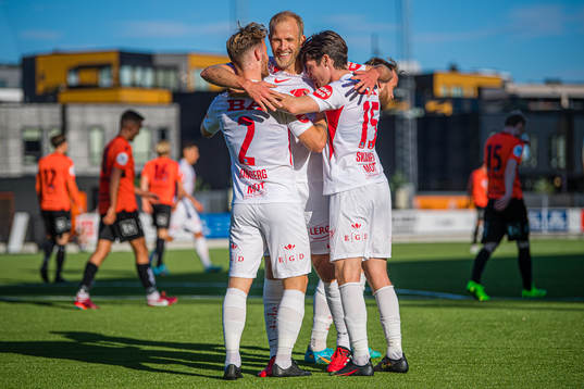 Ole Didrik Blomberg of Brann celebrates