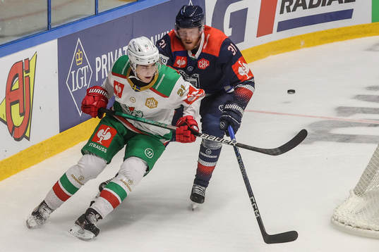 Daniel Ljungman of Rögle and henrik Nilsson of Fehervar