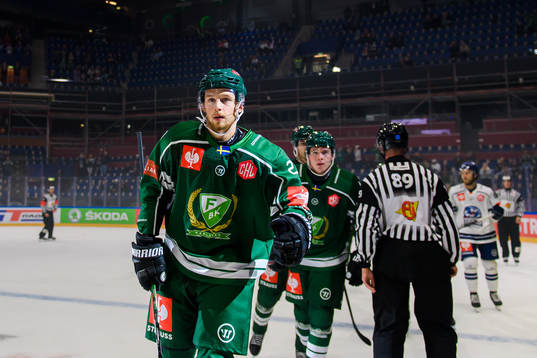 Färjestad Marcus Westfält celebrates
