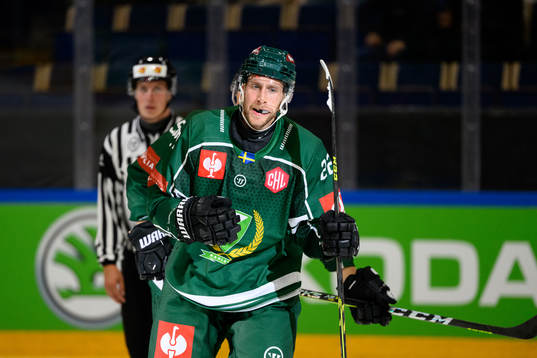 Per Åslund of Färjestad celebrates