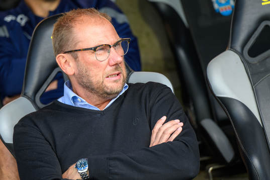 Halmstads tränare Magnus Haglund före fotbollsmatchen i