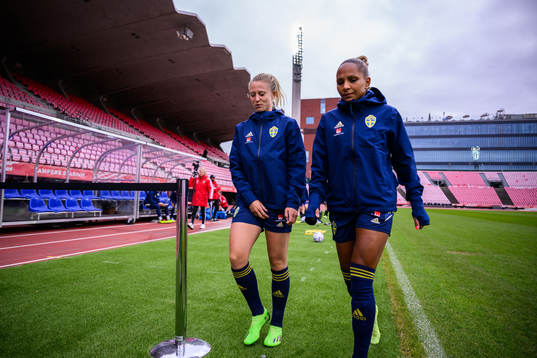 Rebecka Blomqvist and Madelen Janogy of the Swedish women's