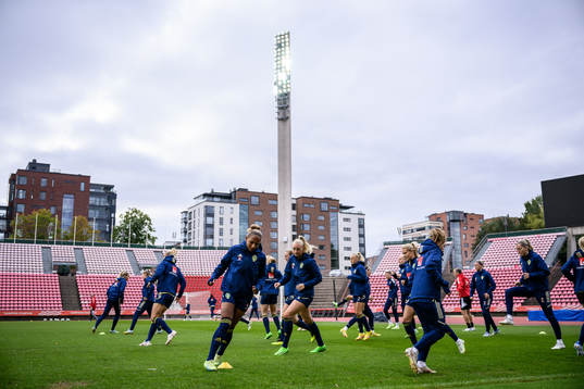 Madelen Janogy and Stina Blackstenius of the Swedish