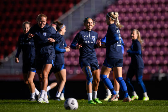 players of Finland's women's national team at a training