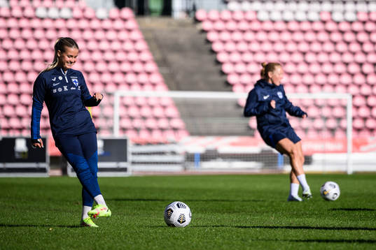 Players of Finland's women's national team at a training