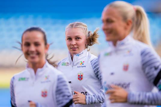 Emilie Marie Joramo of Norway warms up