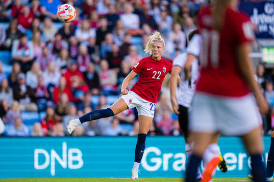 Sophie Roman Haug of Norway scores the 1-0 goal