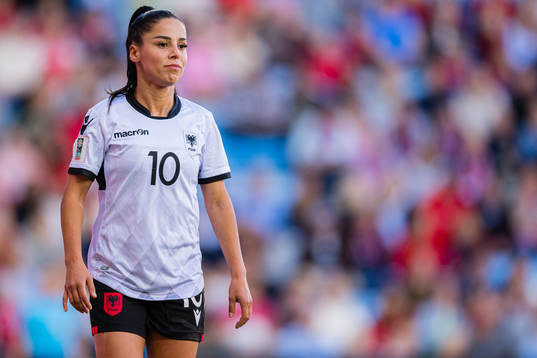 Qendresa Krasniqi of Albania leaves the pitch