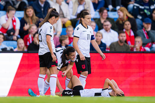 Arbenita Curraj of Albania in pain