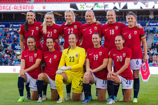 The starting eleven of Norway, from the top left; Ingrid