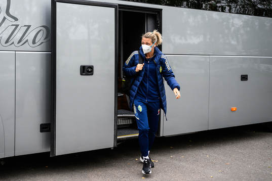 goalkeeper Jennifer Falk of Sweden arrives at Tampere