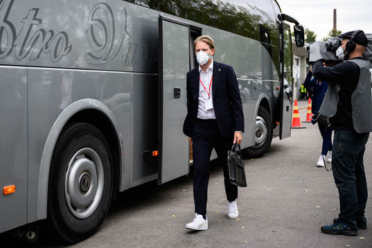 Fredrik Madestam, press officer of Sweden arrives at