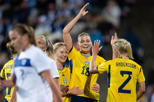 Fridolina Rolfö of Sweden celebrates