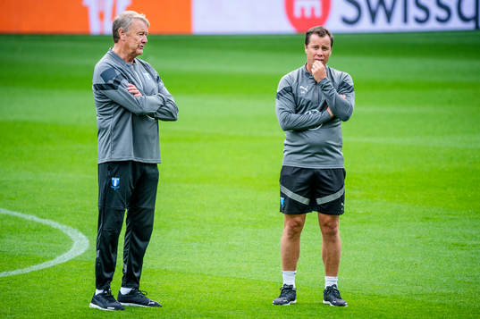 Head coach Åge Hareide and Daniel Andersson, head of sports