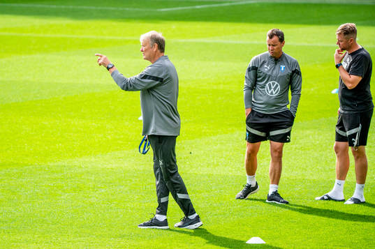 Head coach Åge Hareide and Daniel Andersson, head of sports