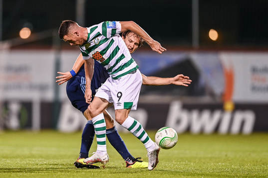 Hjalmar Ekdal of Djurgården and Aaron Greene of Shamrock