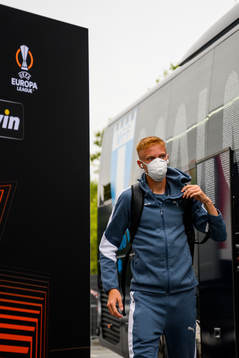 Hugo Larsson of Malmö FF arrives