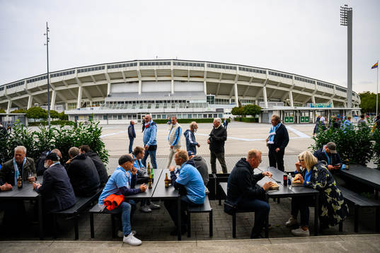 Supporters outside Eleda Stadion