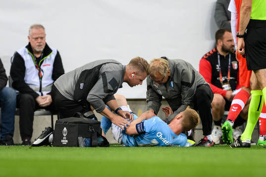 Anders Christiansen of Malmö FF in pain