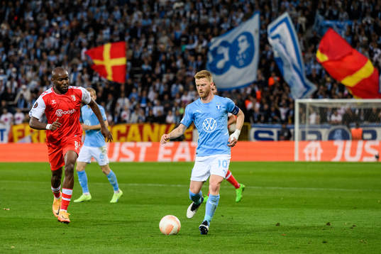 Al Musrati of Braga and Anders Christiansen of Malmö FF