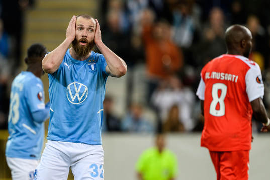 Jo Inge Berget of Malmö FF looks dejected
