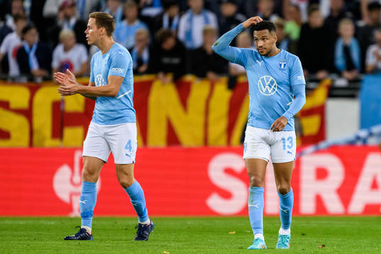 Niklas Moisander and Martin Olsson of Malmö FF look