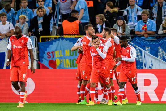 Bruno Rodrigues of Braga celebrate with teammates