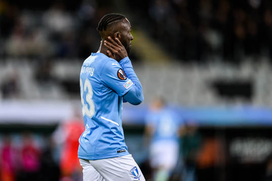 Mohamed Buya Turay of Malmö FF looks dejected