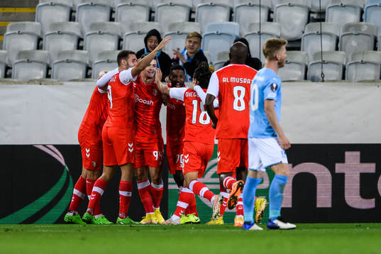 Players of Braga celebrate
