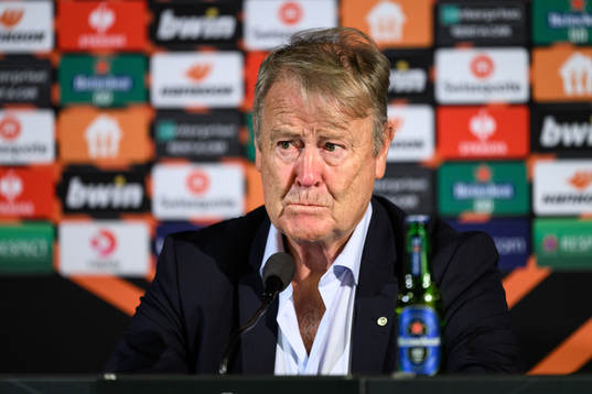 Head coach Åge Hareide of Malmö FF at a press conference