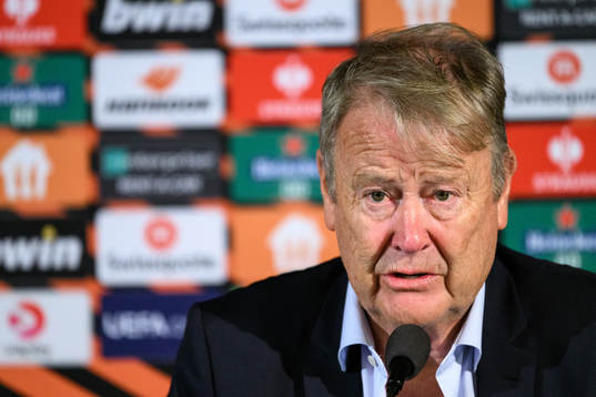 Head coach Åge Hareide of Malmö FF at a press conference