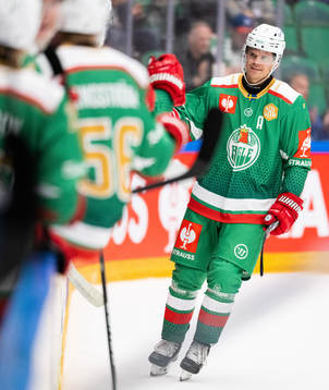 Erlend Lesund of Rögle celebrates his 4-1 goal