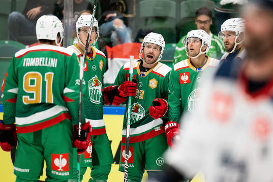 Riley Sheen of Rögle celebrate his 6-1 goal