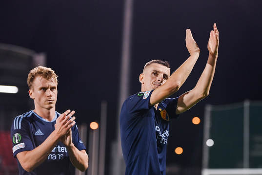 Rasmus Schuller and Haris Radetinac of Djurgården