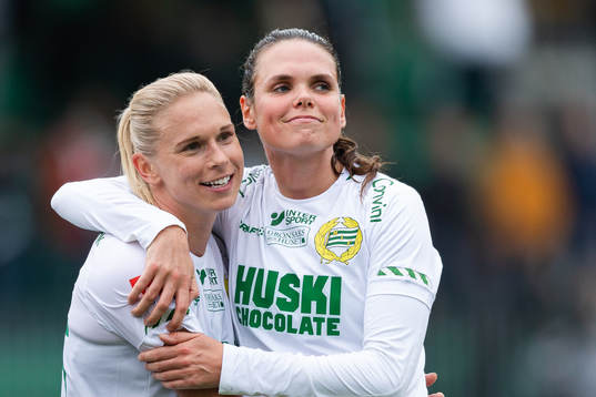 Hammarbys Jonna Andersson och Simone Boye Sørensen jublar